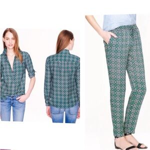 J. Crew Green Patterned Pants